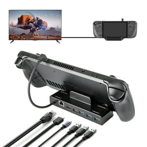 Genérico - Estación De Acoplamiento Compatible Con Rog Ally Steam Deck Con Usb-C A Ethernet 4K 60Hz Hdmi Stand Hub-Negro