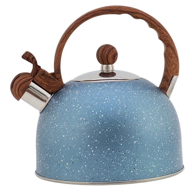 Estufa de material acero inoxidable Hervidor de té Gas Eléctrico Aplicable Grano de Hervidor de agua 2.5L silbante azul para granja
