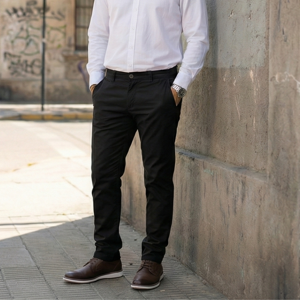 T-World - Pantalón Hombre Classic Gabardina Regular Trabajo Ejecutivo Negro
