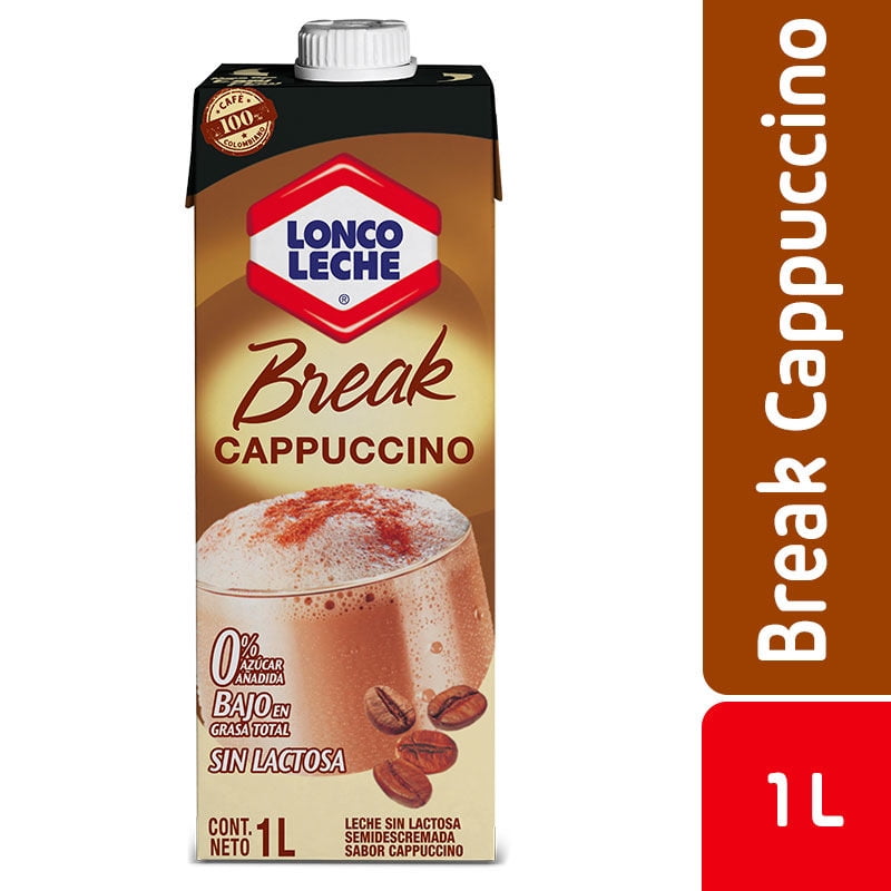 Leche Break Semidescremada Sin Lactosa Sabor Cappuccino Caja 1 L Loncoleche