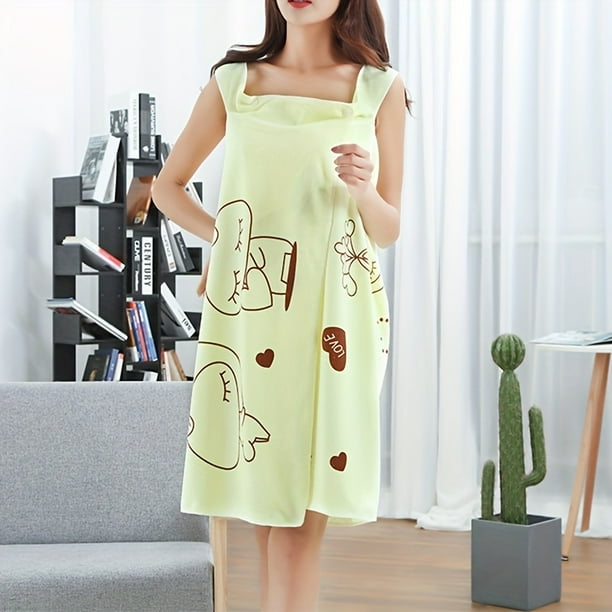 1pc Quick-Drying Cartoon Bathrobe with Thick Straps - Absorbent Microfiber Spa Wrap Towel for Home and Bathroom
