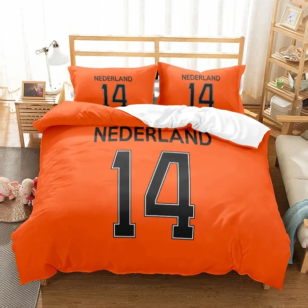 v1105 Bed Sheets National Soccer Team Core Player Number Duvet Cover Set EU Single Double King US Twin Full Queen Size Bedclothes Comfortable 3-Piece Bedding Set (1 Duvet Cover + 2 Pillow Shams) Bed S