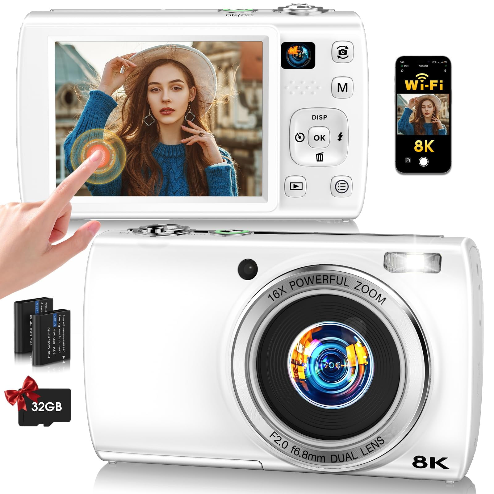 Cámara Digital Loum 88mp 8k Wifi Vlog Video Pantalla Táctil