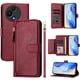 thumbnail image 1 of Funda Billetera Cremallera para TCL 605/60SE con Porta Tarjetas, Soporte y Correa Rojo, 1 of 5
