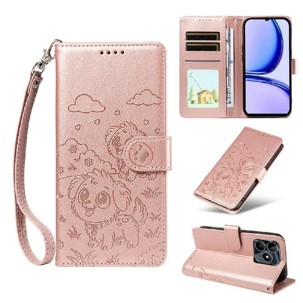 Funda Billetera FOXDOCK Compatible con Realme Note 50 4G, Diseño Perrito Tierno, Ranuras para Tarjetas y Soporte Plegable