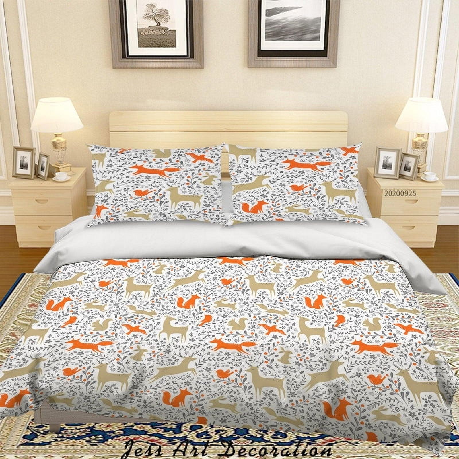 Milsleep - 3D Cartoon Animal Fox Pattern Funda De Edredón Set Ropa De Cama Set Funda Nórdica
