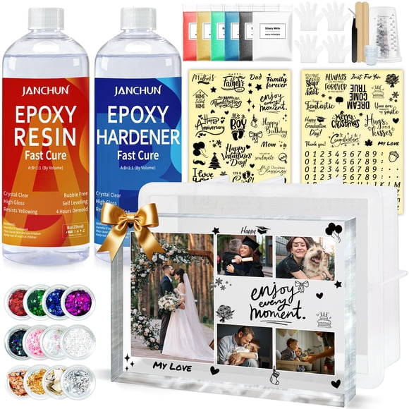 Kit de manualidades con resina JANCHUN de 16 oz para marcos de fotos con epoxi