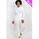 thumbnail image 2 of Saronite Conjunto de 2 Piezas de Top y Leggings de Manga Larga con Cuello Alto y Punto Acanalado Básico, Blanco (Talla Grande para Mujer), 2 of 2
