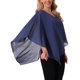 thumbnail image 4 of INSPIRE CHIC Blusa fluida de mujer con cuello en V, ligera, de gasa, elegante, camisa asimétrica, de doble capa, para verano, XL, azul oscuro, 4 of 6