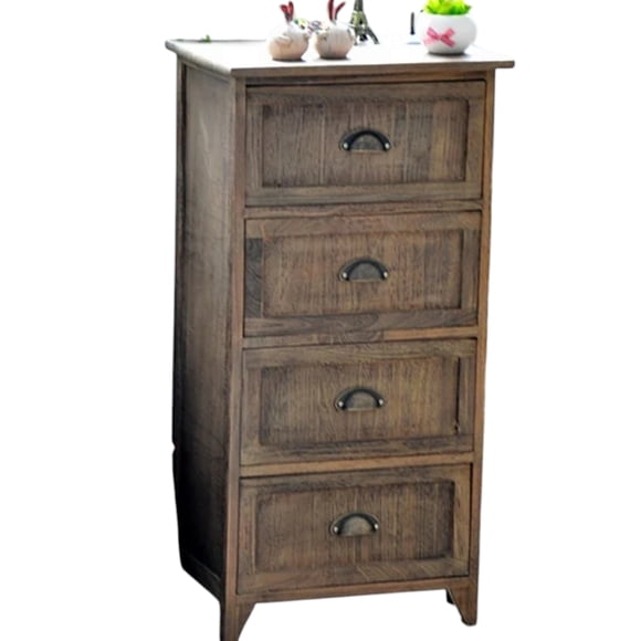 Cajonera Gabinete 4 Cajones Madera Color Cafe Tiradores Metal