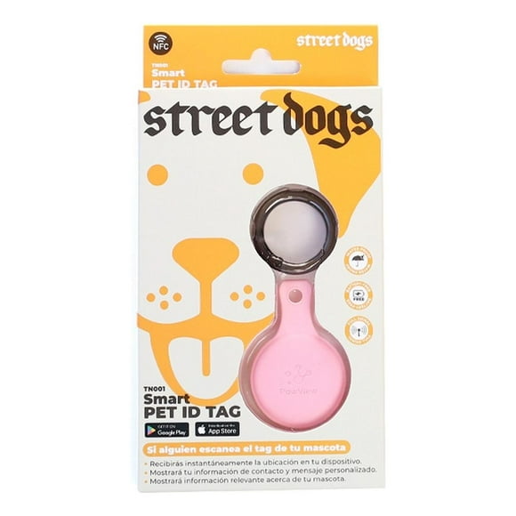Street Dogs Placa Identificación Inteligente Colgante Perros rosa