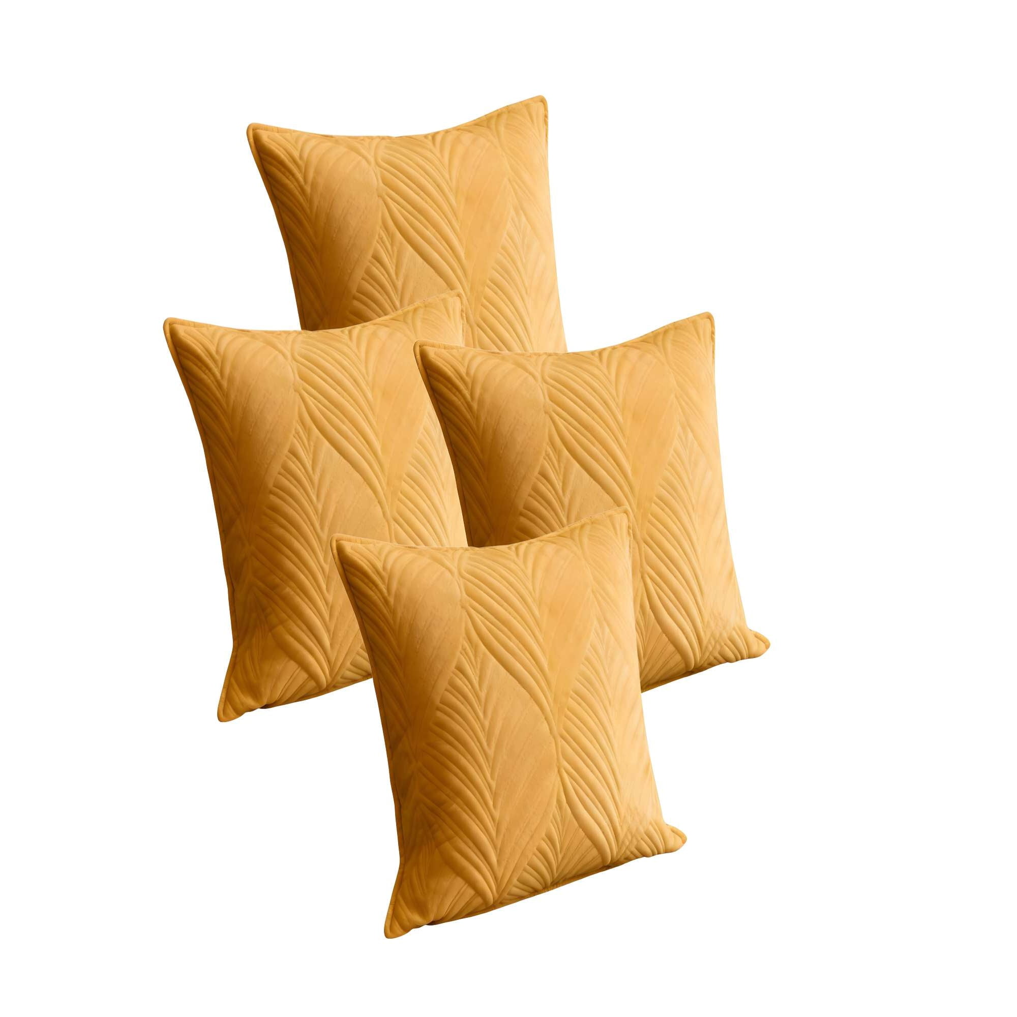 Genérico - Set De 4 Fundas De Cojin Serie Hojas 45x45 Cm Amarillo