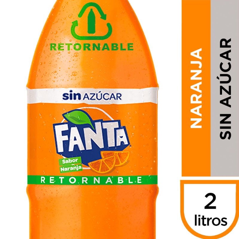 Bebida Naranja Sin Azúcar Botella Retornable 2 L Fanta