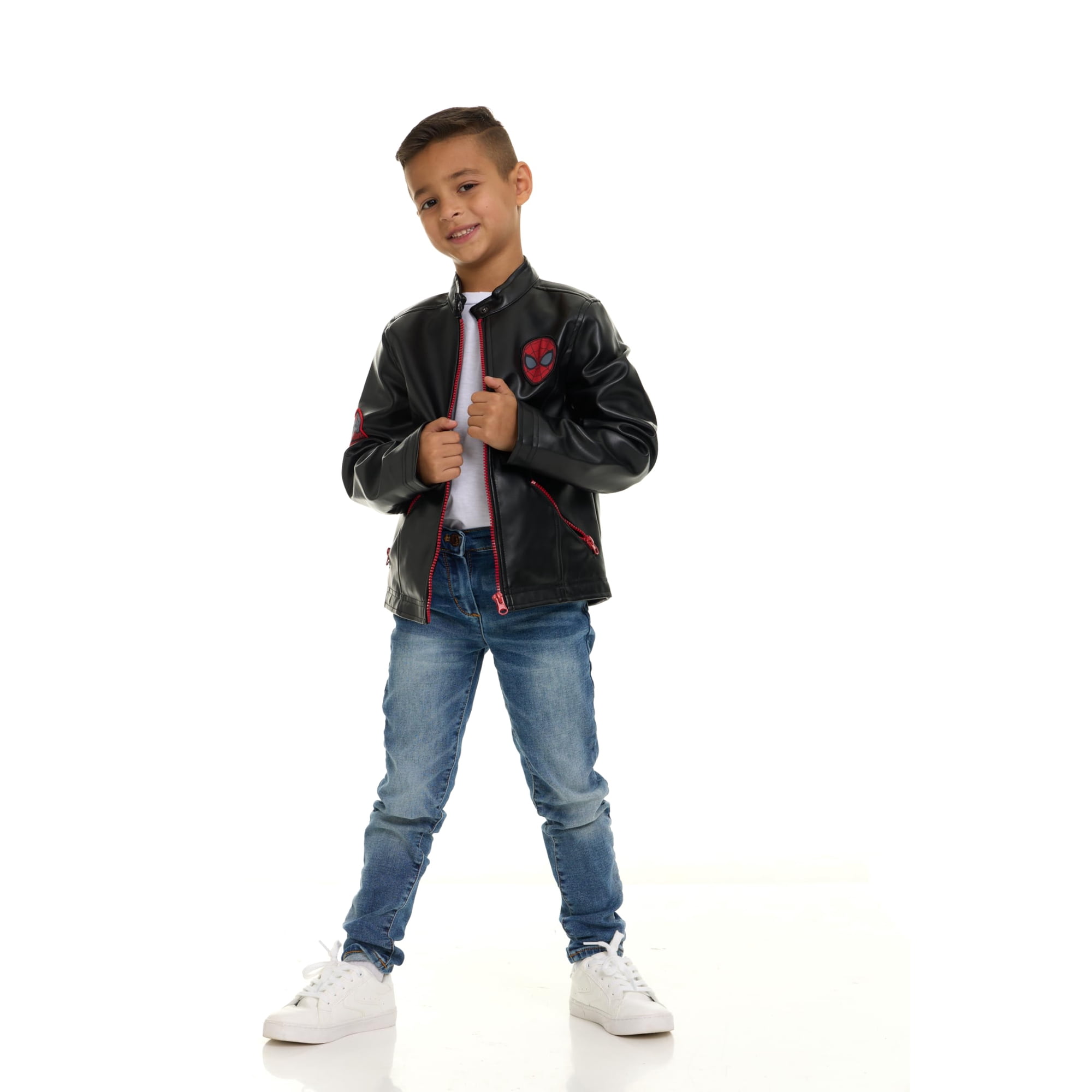 Chaqueta Moto De Cuero Sintético Para Niños Marvel Spider-man Negra