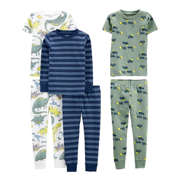 Conjunto de pijama de algodón de ajuste ceñido de 6 piezas para niño de Simple Joys