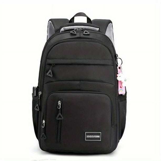 Large Capacity Waterproof Backpack, Solid Color Fashion Casual Nylon Laptop Bag With Adjustable Strap, Trendy Versatile Cute School Bag For Girls & Women