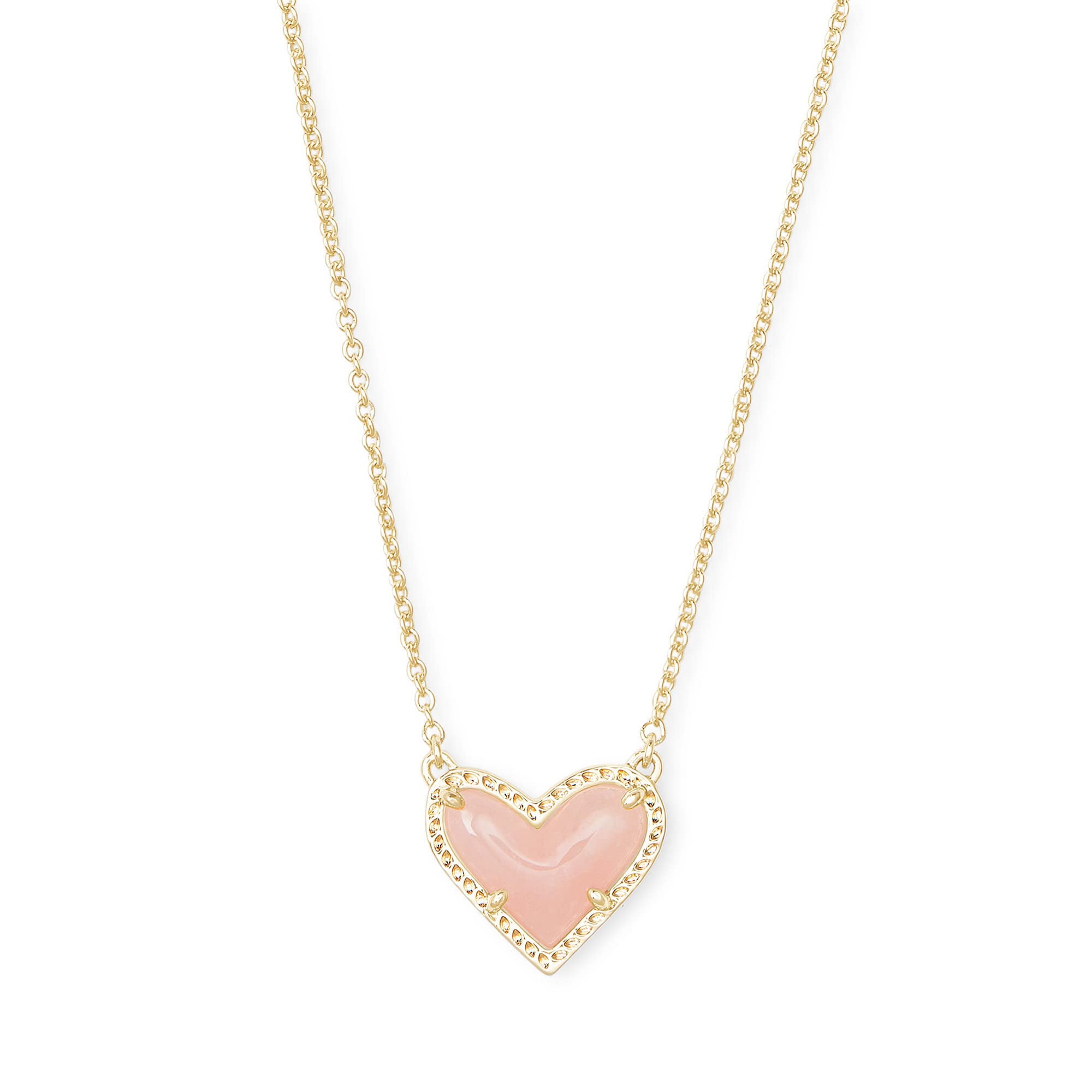 Collar Kendra Scott Ari Corazón De Cuarzo Rosa Chapado En Oro De 14k
