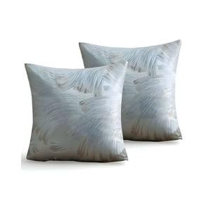 Genérico - Pack De 2 Fundas De Cojines Satin Diseño Hojas 45Cm X 45 Cm Celeste