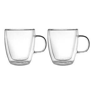 Set 2 Tazas De Vidrio Doble Pared 350 Ml Simplit Agua