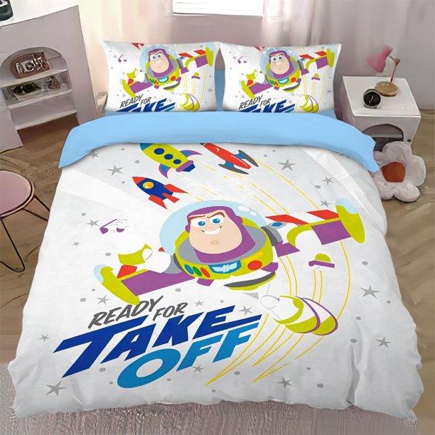Anime Girls Boys Duvet Cover Set,Toy Story Buzz Lightyear Cartoon Print Quilt Cover Bedding Set Matching Pillowcase 75*50 Bed Sheets