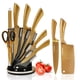 thumbnail image 1 of Juego de cuchillos LA ONIRIQUE LUX LIVING con recubrimiento de titanio, color dorado, 8 piezas, 1 of 8