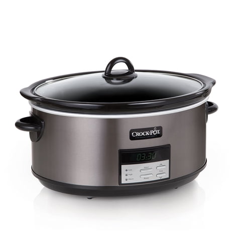 Olla De Cocción Lenta Programable Crock Pot 8 Cuartos Negra Acero Inoxidable