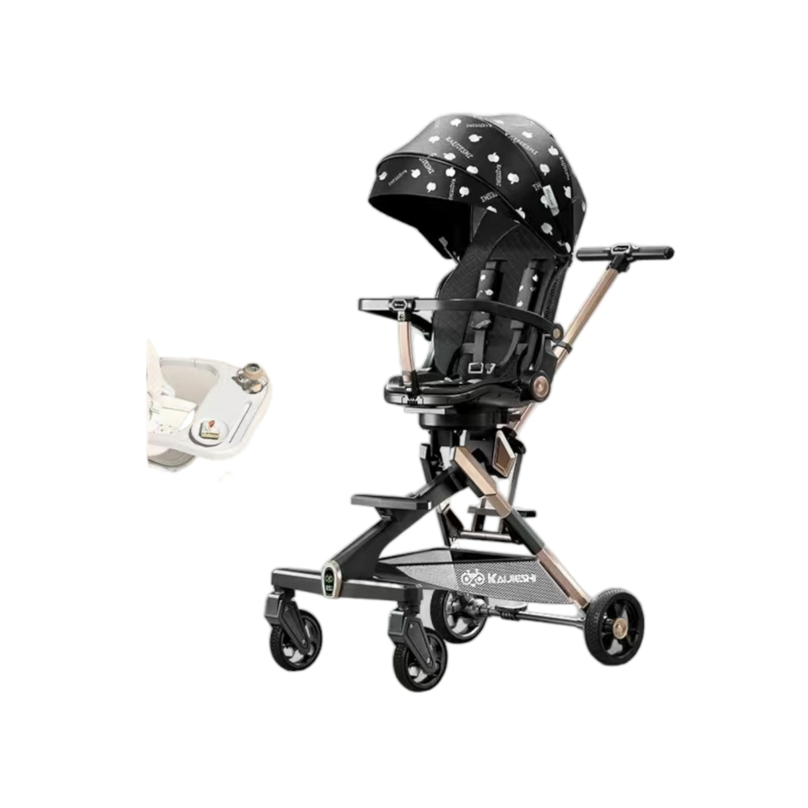 Coche De Paseo 360° Con Mesita Lubabycas Negro