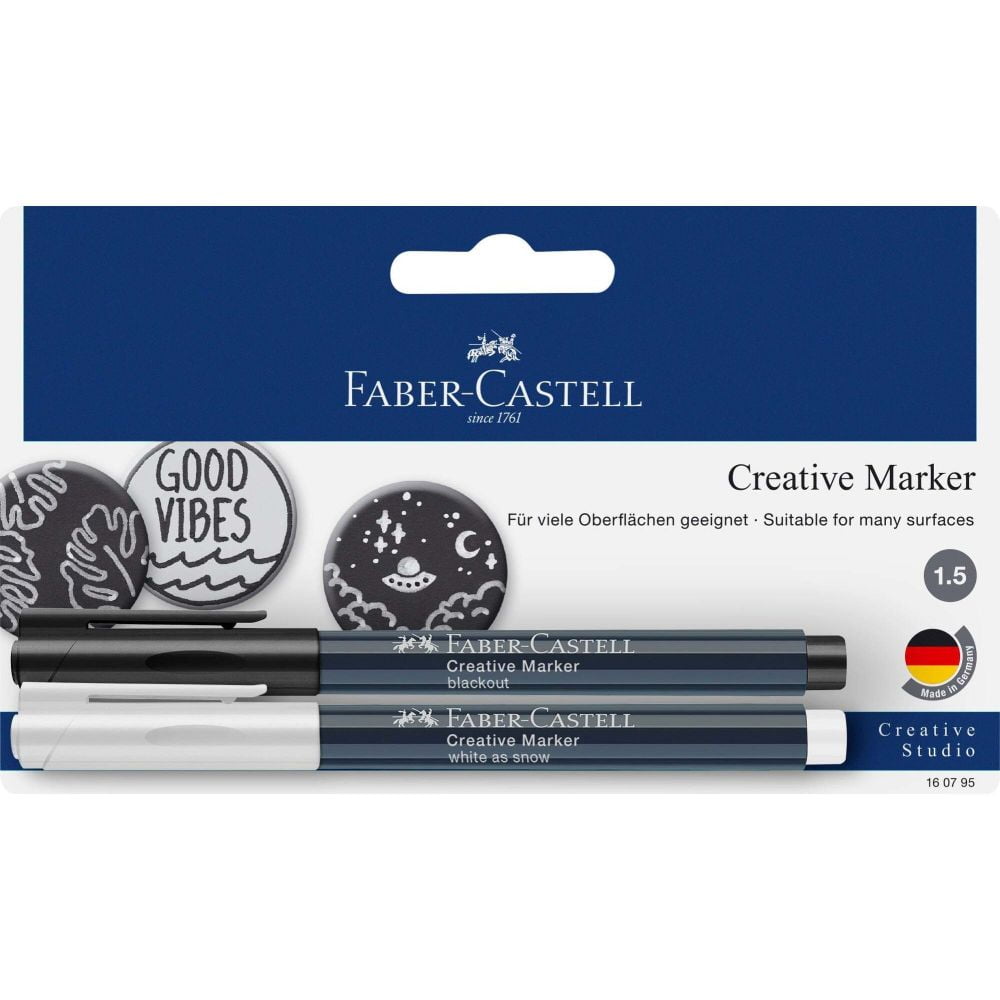 Faber Castell - Marcador Blanco + Negro Faber-castell 2 Uds.