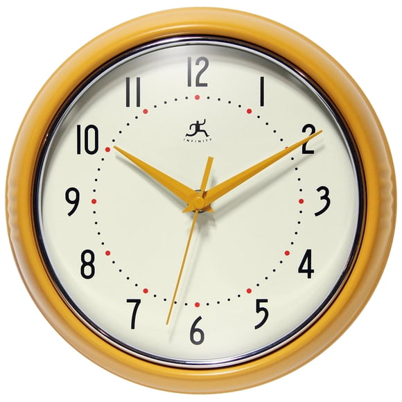 Reloj de pared Infinity Instruments Retro 24 cm, color amarillo azafrán
