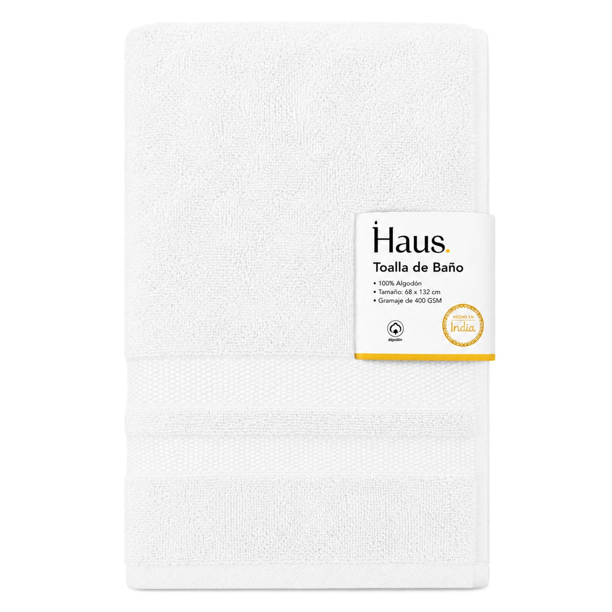 Toalla Baño 68x132cm Algodón Blanco Haus