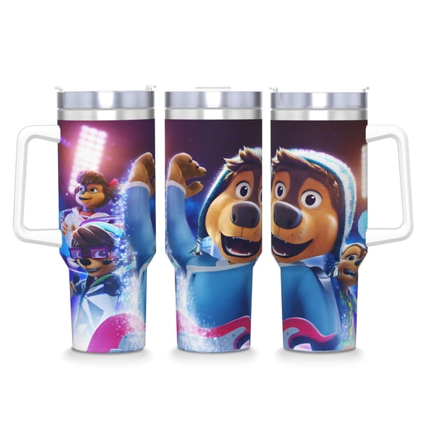 Rock Dog Vaso aislado de acero inoxidable con asa, diseño temático, regalo para familia, amigos y fans; incluye pajita y encaja en el portavasos estándar, 40 oz
