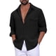 thumbnail image 5 of INSPIRE CHIC Camisa Texturizada a Cuadros para Hombre Camisa Casual de Bolsillo Sólido de Manga Larga XL Negro, 5 of 6