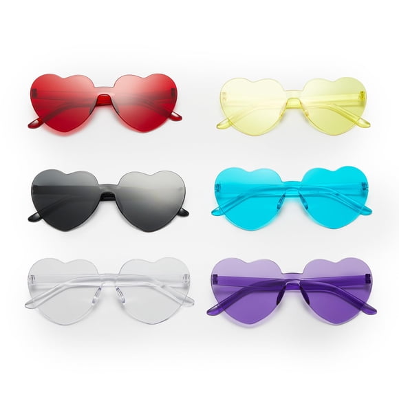 Gafas de sol Zink Colorful Heart sin montura en forma de corazón x6