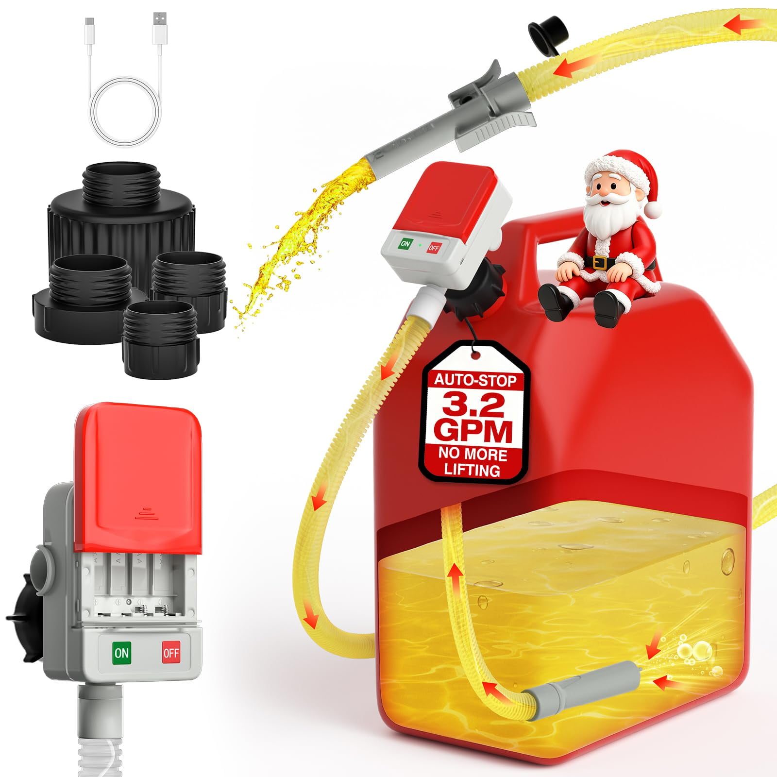 Bomba De Transferencia De Combustible Keimi Portátil Con Parada Automática De 12 L/min Con Manguera