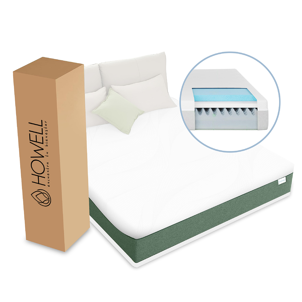 Colchon Memory Foam Espuma Viscoelastica 20Cm Howell 2 Plaza