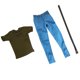 thumbnail image 1 of Juego De Pantalones Vaqueros Y Camiseta Verde Militar De Manga Corta 1/6 Para Figura De Acción Masculina De 12 Pulgadas, 1 of 3