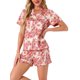 thumbnail image 4 of INSPIRE CHIC Conjunto de Pijama de Mujer con Estampado de Manga Corta, Suave, con Botones, Cuello con Muesca, Conjunto de Pantalones Cortos para Dormir para Primavera Verano, Mediano, Rosa Claro, 4 of 6