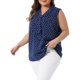 thumbnail image 4 of Agnes Orinda Blusas Clásicas sin Mangas con Lazo en el Cuello en V y Lunares para Mujer de Talla Grande 4X Azul Oscuro, 4 of 6