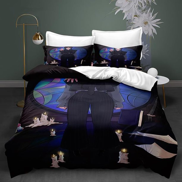 Bed- Duve-t Cov-er W-ednesday -Bedding S-ets Ad-dams 3D Pri-nted Lightwei-ght 3 -Piece Comfor-ter Sets 1 Duvet Co-ver and 2 Pillo-w Sha-ms for Boys Girls