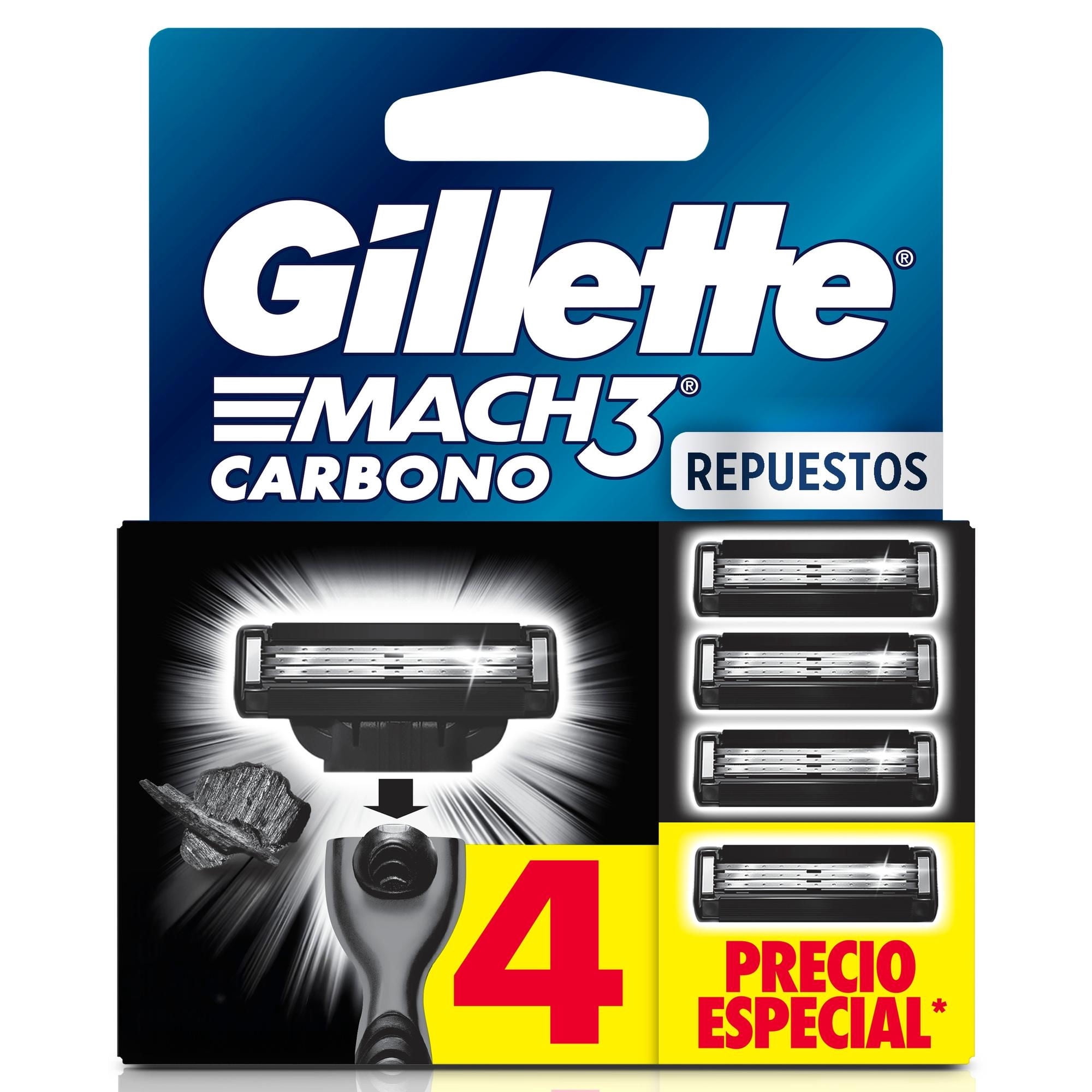 Repuesto Para Máquina De Afeitar Mach3 Carbono 1 Un Gillette