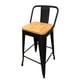 thumbnail image 1 of Taburete Alto Tolix 66 cm Negro con Respaldo Acero y Asiento de Madera Clara, 1 of 8