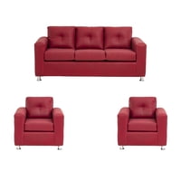 Muebles América - Living George 311 Cuero Auris Burdeo