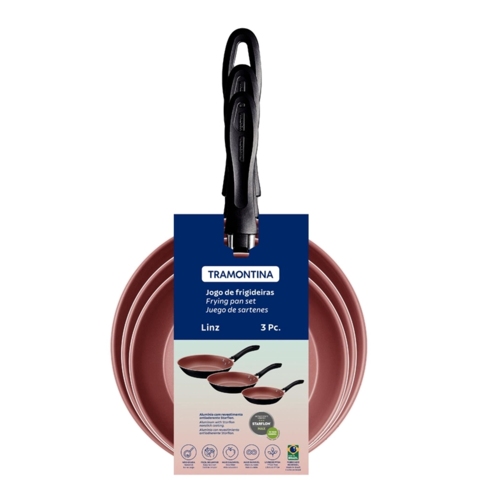 Sartén Antiadherente Set 3 Piezas Tramontina Negro - Cobre | Lider