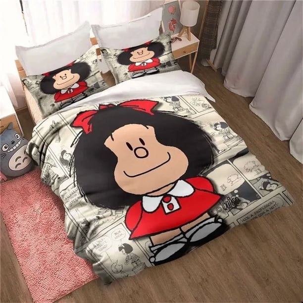 v318 Bed Sheets Kawaii Anime Mafalda All Season Twin Bedding Set Comforter Set Bed Duvet Cover Double King Comforter Cover Home Textiles 3-Piece Bedding Set (1 Duvet Cover + 2 Pillow Shams) Bed Sheets