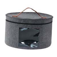 Magideal - Caja Para Sombreros, Caja De Almacenamiento Con Tapa A Prueba De Polvo, Contenedor Para Sombreros De Viaje, Caja Organizadora Redonda De Fieltro Para , Gris 33X26Cm