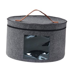 Magideal - Caja Para Sombreros, Caja De Almacenamiento Con Tapa A Prueba De Polvo, Contenedor Para Sombreros De Viaje, Caja Organizadora Redonda De Fieltro Para , Gris 33X26Cm