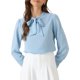 thumbnail image 1 of INSPIRE CHIC Blusas de Mujer con Lazo en el Cuello Elegante Manga Larga para Oficina y Trabajo L Azul Cielo, 1 of 4