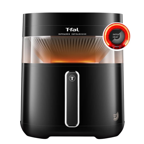 Freidora de aire T-Fal infrarroja 1800 W, combo de 8 funciones, negra