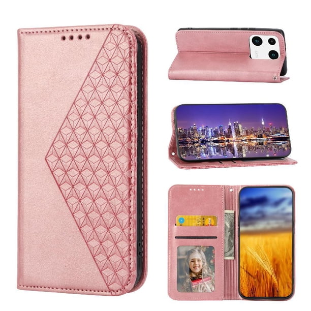 Funda Flip FOXDOCK para Xiaomi 13 Pro , Estilo Billetera con Diseño Rombo, Correa de Mano y Soporte, Uso Diario