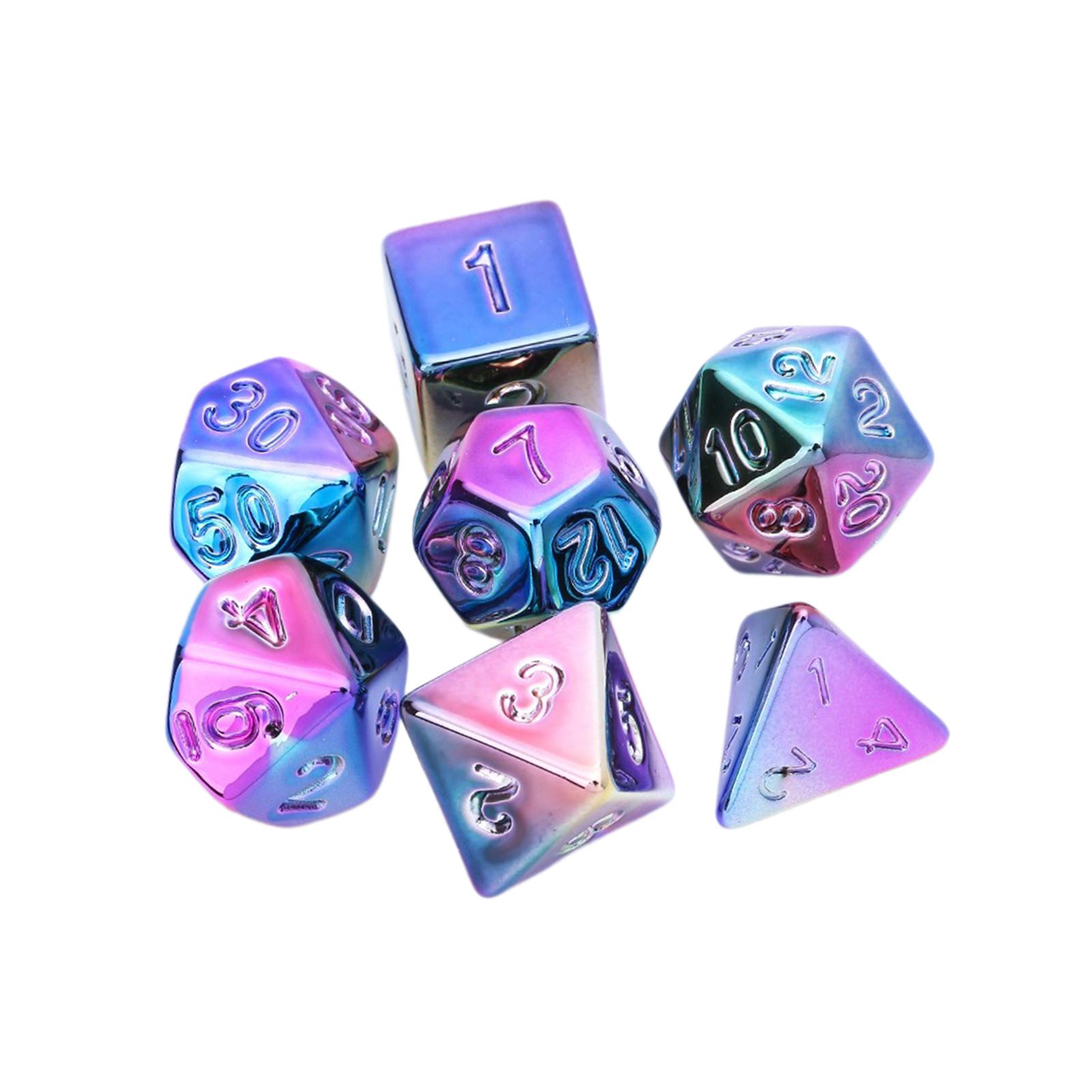 Magideal - Juego De Dados Poliédricos Acrílicos 7X, Juego De Dados De Varios Lados, Accesorios De Juego Para Suministros De Juegos De Matemáticas, Juego De Mesa , Violeta